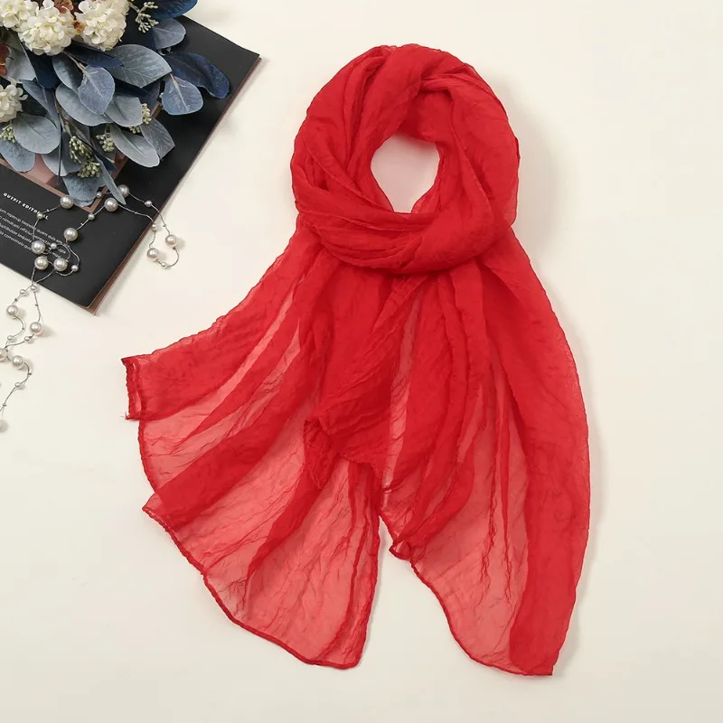 Women  Natural Silk Scarf Shawl Female Pure Silk Scarves Wraps Solid Color Plus Size Shawls Long Beach Cover-ups C80