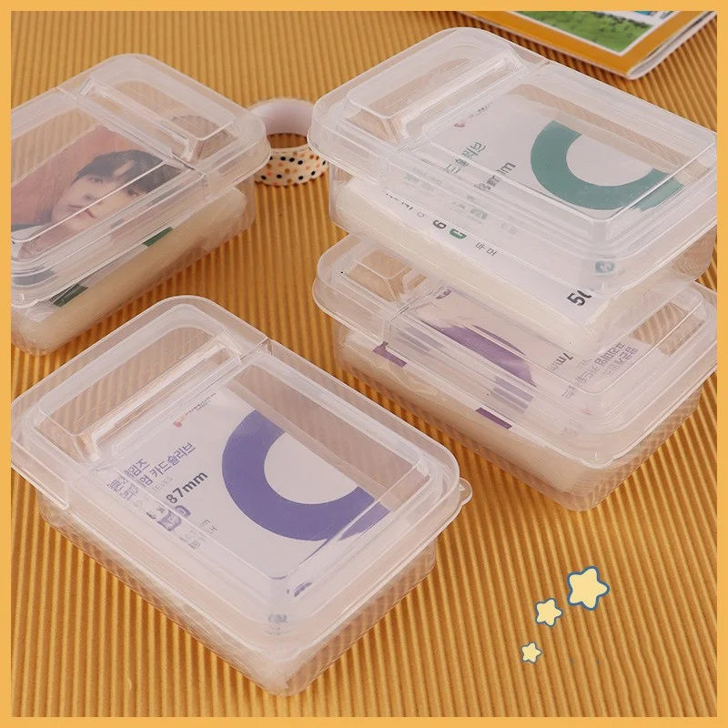 Transparent Flip Small Card Storage Box Clear Card Sleeve Protector Case Box For Popcorn DIY Korean Idol Photo Card Organizer