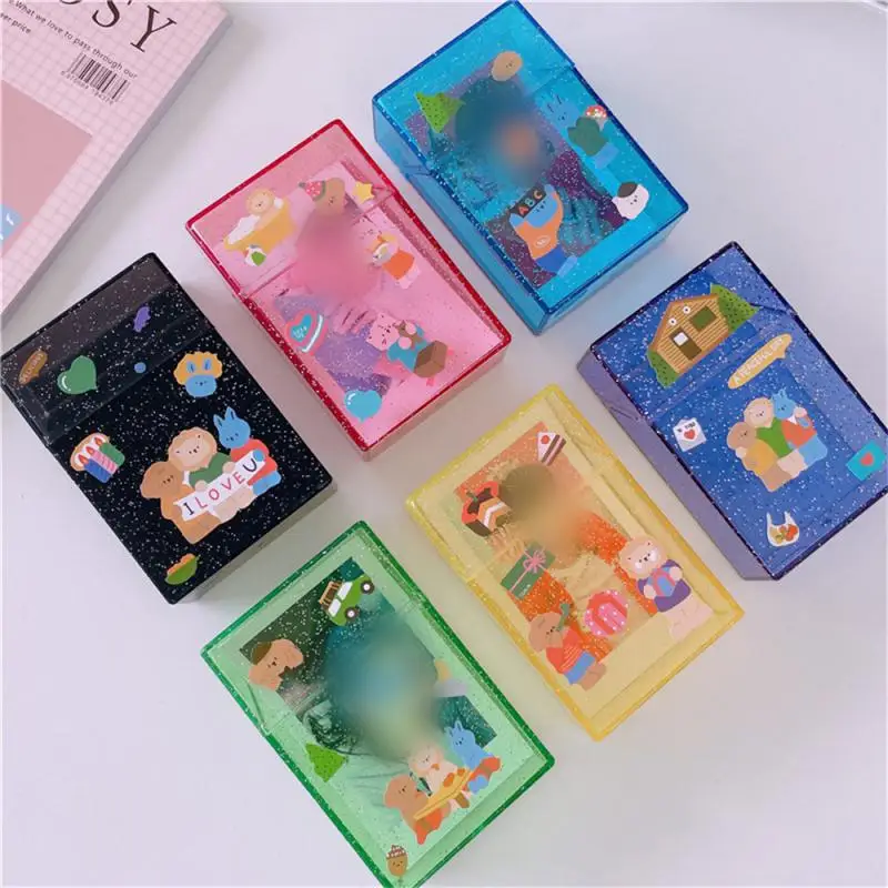 1~6PCS Transparent Storage Box Kawaii Stationery Blingbling Photo Card Holder Box Case Container Idol Kpop Albumes Photo Storage