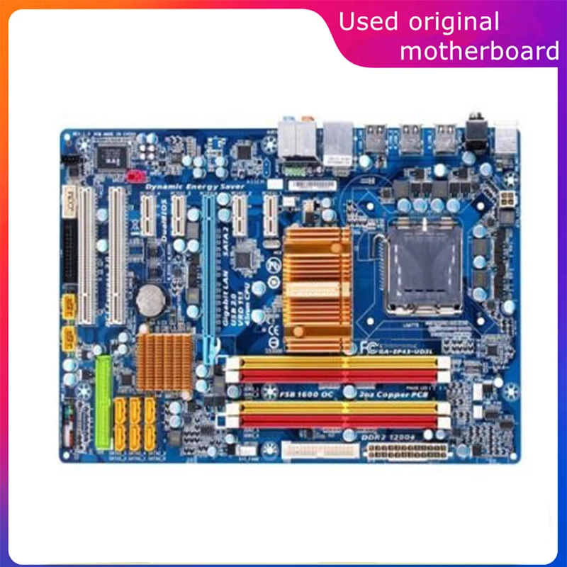 

Used LGA 775 For Intel P43 GA-EP43-UD3L EP43-UD3L Computer USB2.0 SATA2 Motherboard DDR2 16G Desktop Mainboard