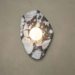 Novelty Natural Stone Wall Light White Glass Ball Dropshipping G9 Bulb Marble For Parlor Bedroom Aisle Lamp