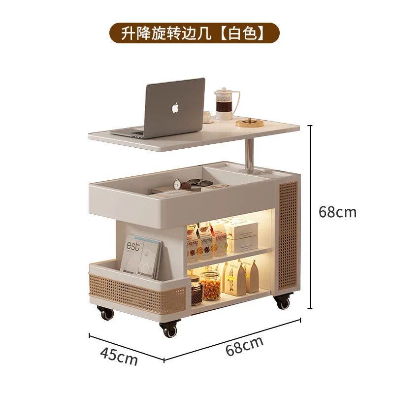 

Solid wood lifting coffee table living room household small apartment light luxury high-end creative sofa side cabinet