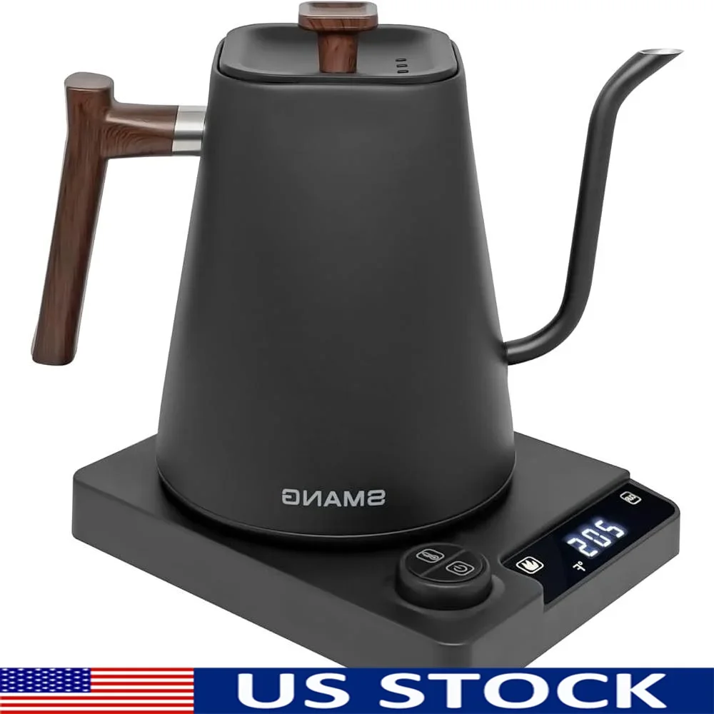 구즈넥 전기 주전자 1200W 온도 조절 ±1 ° F 급속 가열 정밀 커피 및 차 304 스테인레스 스틸