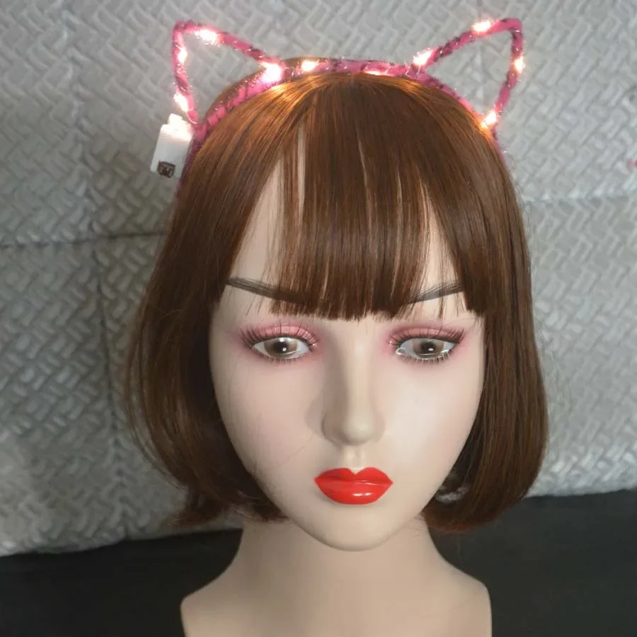 1pcs Kids Adult LED Tiara Crown Ear Light up Cat Headband Flower Girls Bridal Wreath Neon Party Hair Band Birthday Gift Wedding