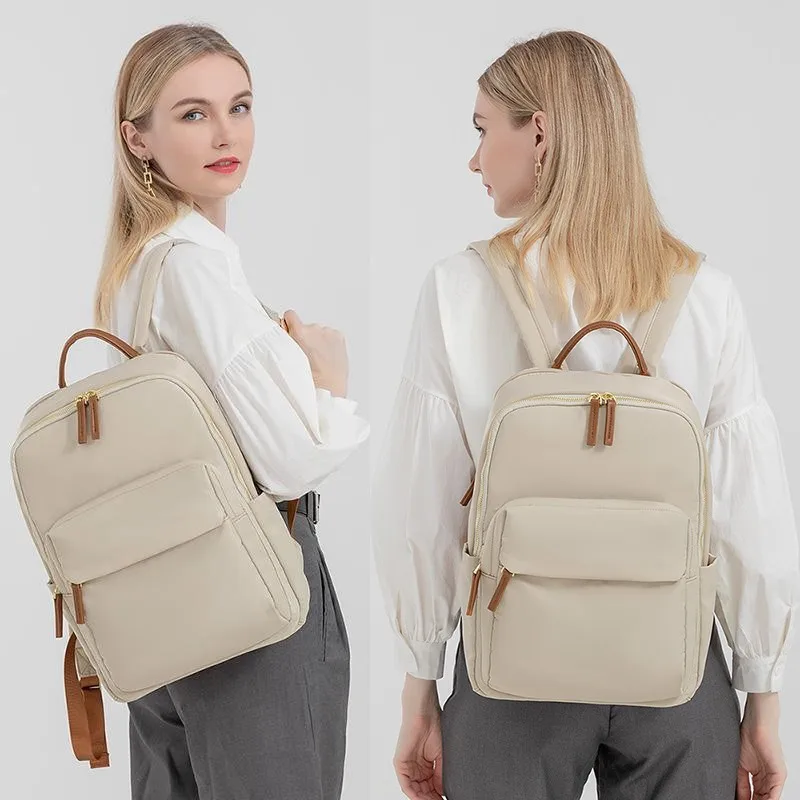 Korean version casual commuting computer backpack for women, versatile for spring and summer 2024, simple Oxford cloth travel ba