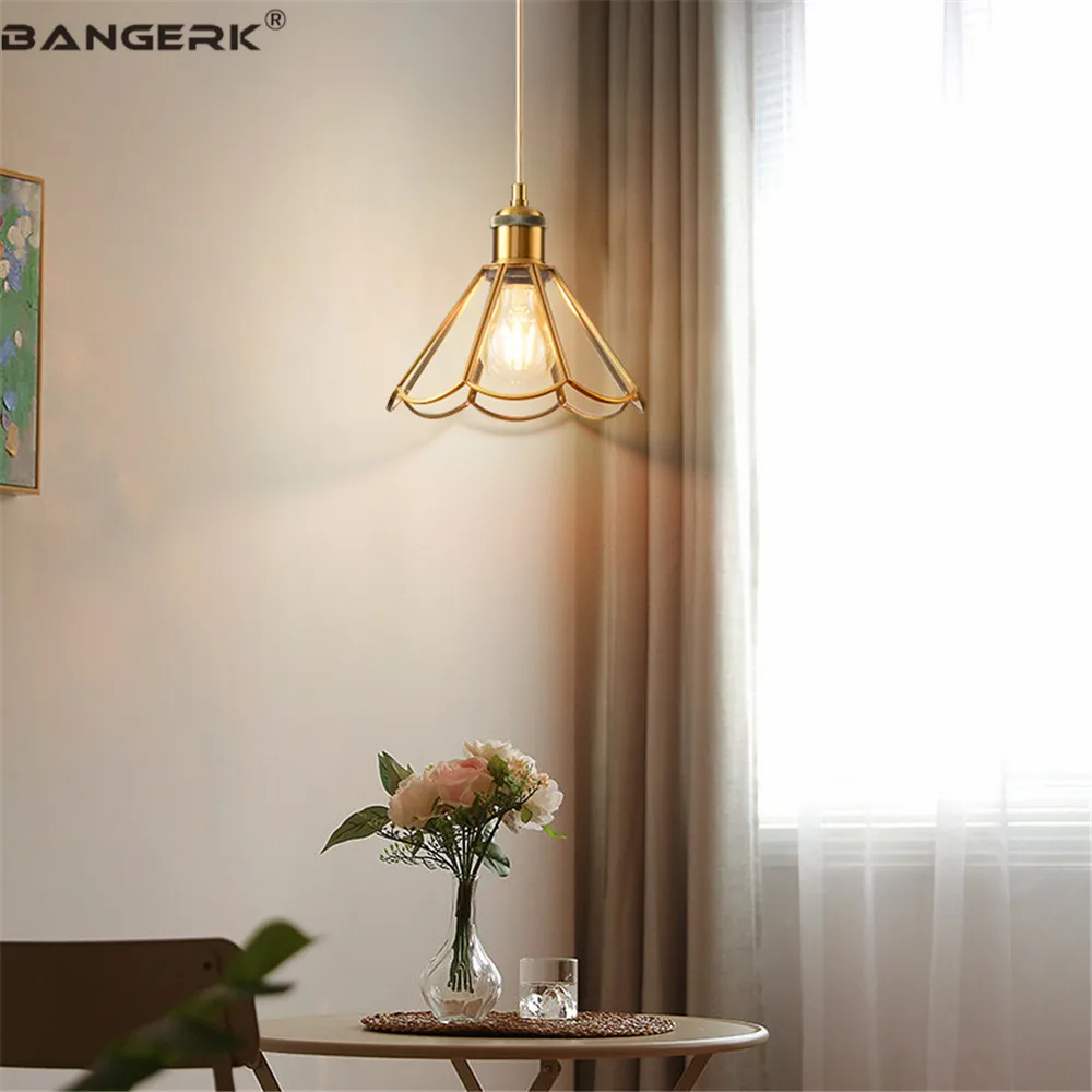 Lámparas colgantes de estilo nórdico retro, con detalles de latón y vidrio de colores, ideales para techos de comedores, lámparas de techo para decoración del hogar.