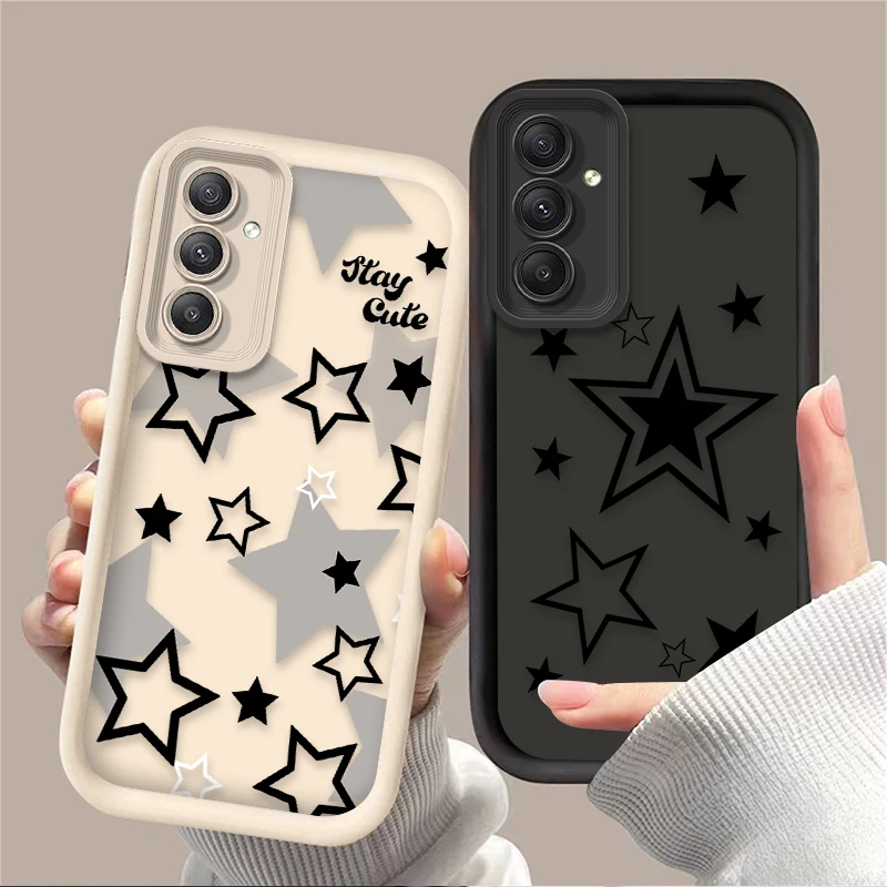 Black White Star Silicone Case for Samsung Galaxy A35 A55 A15 A25 A16 A06 A05 A05S A24 A13 A23 A12 A22 A32 A52 A71 A51 4G Funda - náhled 2
