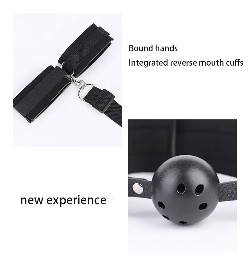 New Bed Restraining Belt Black Body Bondage Adjustable Size Backhand Constraint Gag Handcuffs Set 18+ Couple Sex Toys For Night - Image 4