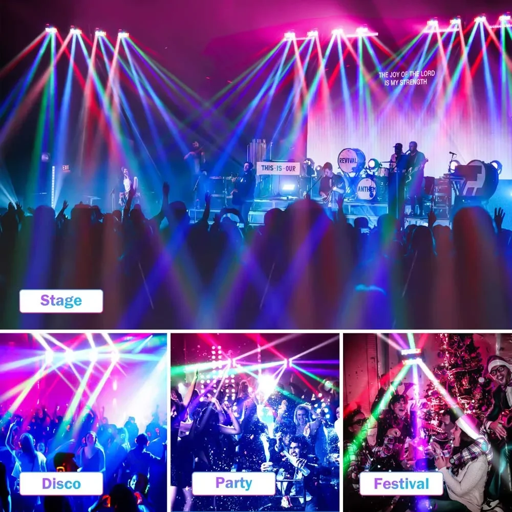 BETOPPER 8x6W RGBW Spider LED-licht Geluidsgeactiveerd DMX512-bediening Podiumlicht Moving Head DJ-licht voor bars Feestjes Disco Hall