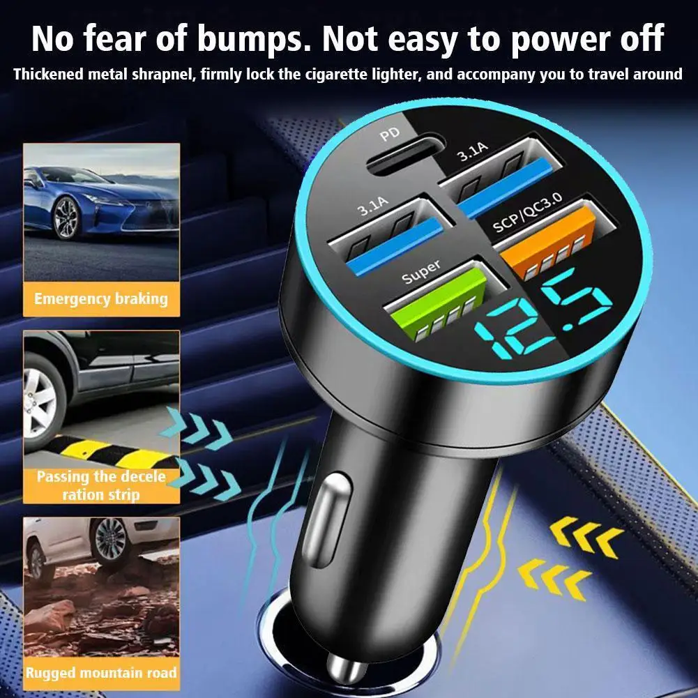 4 Usb Supports Digital Display Car Charger 3.0 3.1a Multifunctional Charging Car Car Charger Fast Accessories Charging M7j5