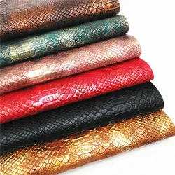 Metallic Snake Synthetic Leather Fabric Sheets Python Faux Leather For Bags Shoes Bows DIY Craft Sheets Mini Rolls W179