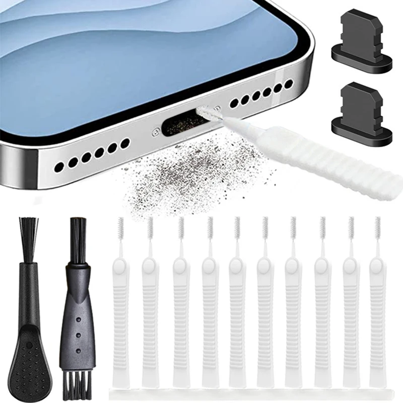 Metal Anti Dust Plug Cleaner for iPhone iPad AirPods Phone Charging Lighting Port Speaker Receiver Cleaning Brush Kit for ios