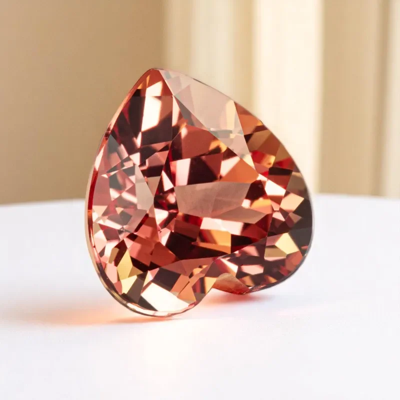 

Lab Grown Sapphire Heart Shape Sunset Orange Color Stone for Charms Diy Jewelry Making Earrings Ring Selectable AGL Certificate