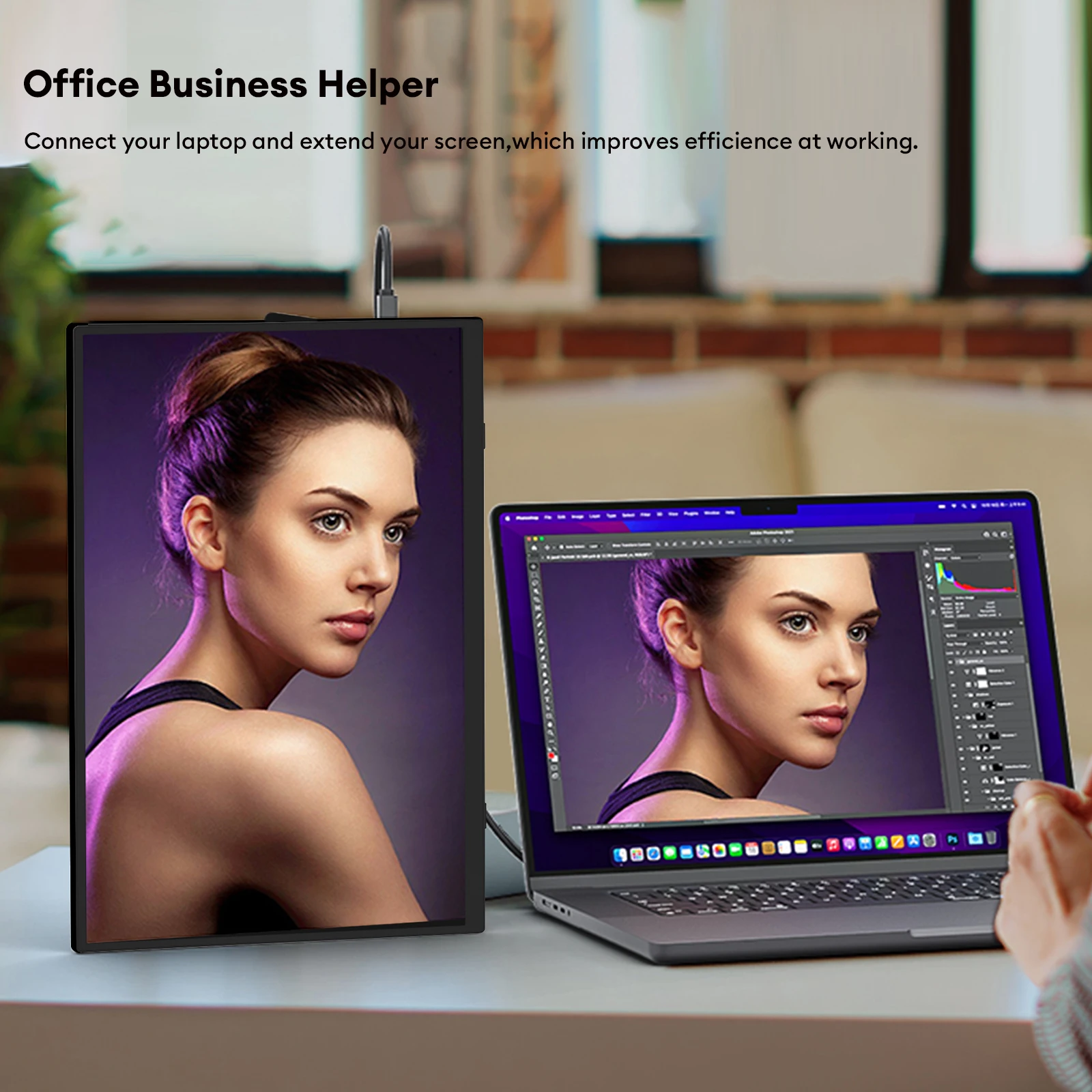 ZEUSLAP 15.6" FHD 100%sRGB 300Nits Ultra thin Back Stand Design Portable Monitor for Phone Gaming Laptop