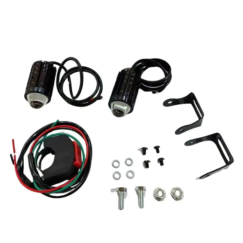 Motorcycle High Power Lens Spotlight 6000K LED Dual Color External Spotlights 8-80V Headlights With Switch Accessories B
