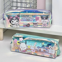 Cute Melody Pochacco Kuromi Figure Pencil Case Storage Bag No Interlayer Transparent Water Proof Pencil Case Study Cartoon Gift