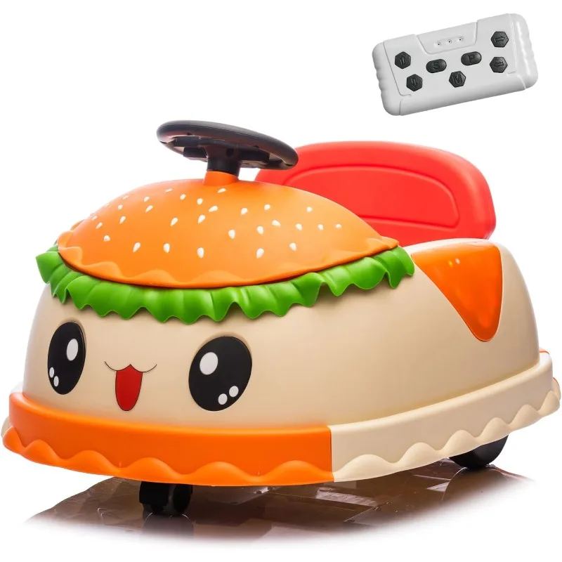 

Бампер-автомобиль 12 В для детей, игрушки для малышей 1-3 мальчиков и девочек с контролем родителей, милый автомобиль в форме гамбургера