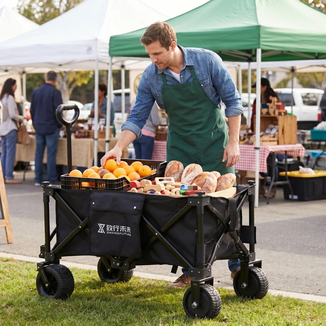 Electric Remote Control Camping Cart All Terrain Heavy Duty Utility Wagon Smart App Waterproof Outdoor Trolley Compact Daily Use