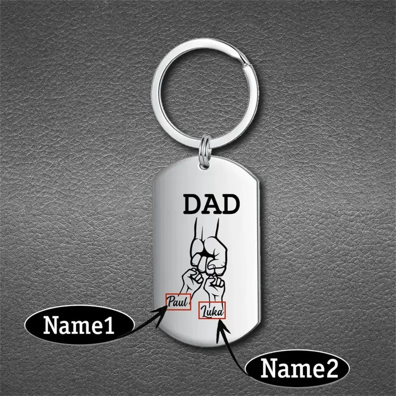 Personalized Custom Dad Keyring with Kids Name Family Keychain for Father Stainless Steel Papa Key Rings Father\'s Day Gift 2024