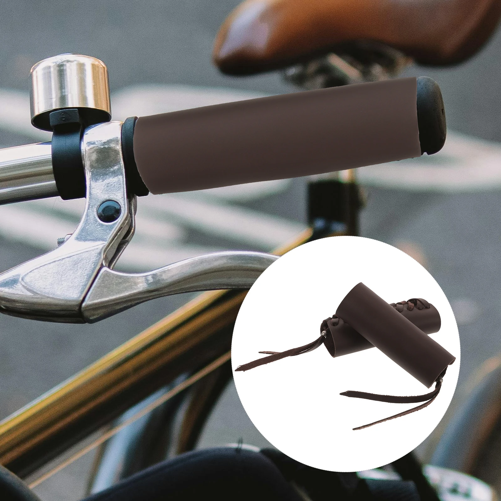 

2Pcs Retro Motorcycle Handlebar Grips Brown Single Color Comfortable Hand Grips Universal Bike Accessories