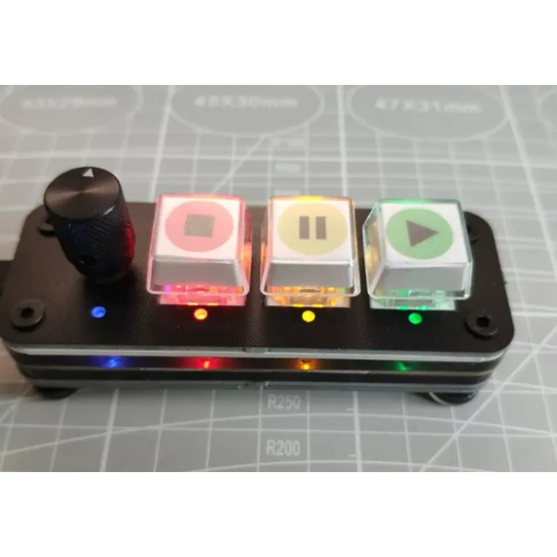 Plug & Play QLab MIDI Control Pad 3 Keys With Rotary Knob Theater Audio Cue Controller For Live Performance