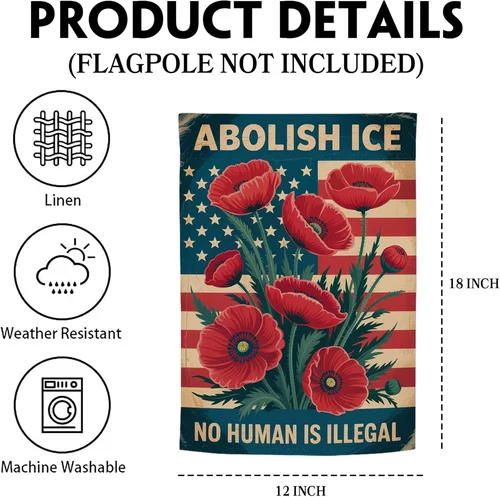 Abolish Ice No Human Is Illegal Garden Flag - Human Rights Yard Sign - Stop Ice 7445049892842 AAV hhz