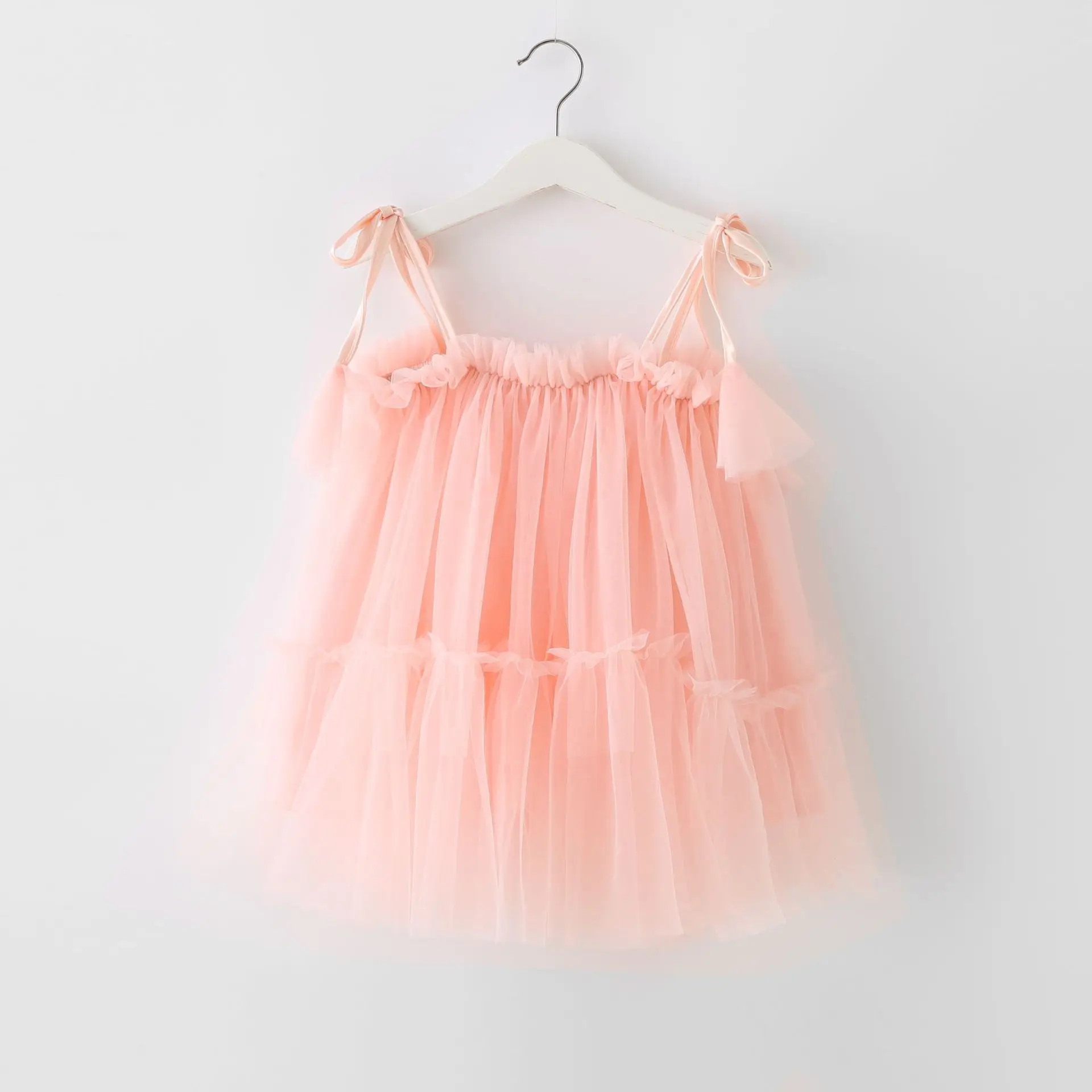 New Baby Girl Dress Solid Color Cake Mesh Snowflake Bow Halter Princess Puffy Skirt Cute Baby Girl Clothes Birthday Costumes