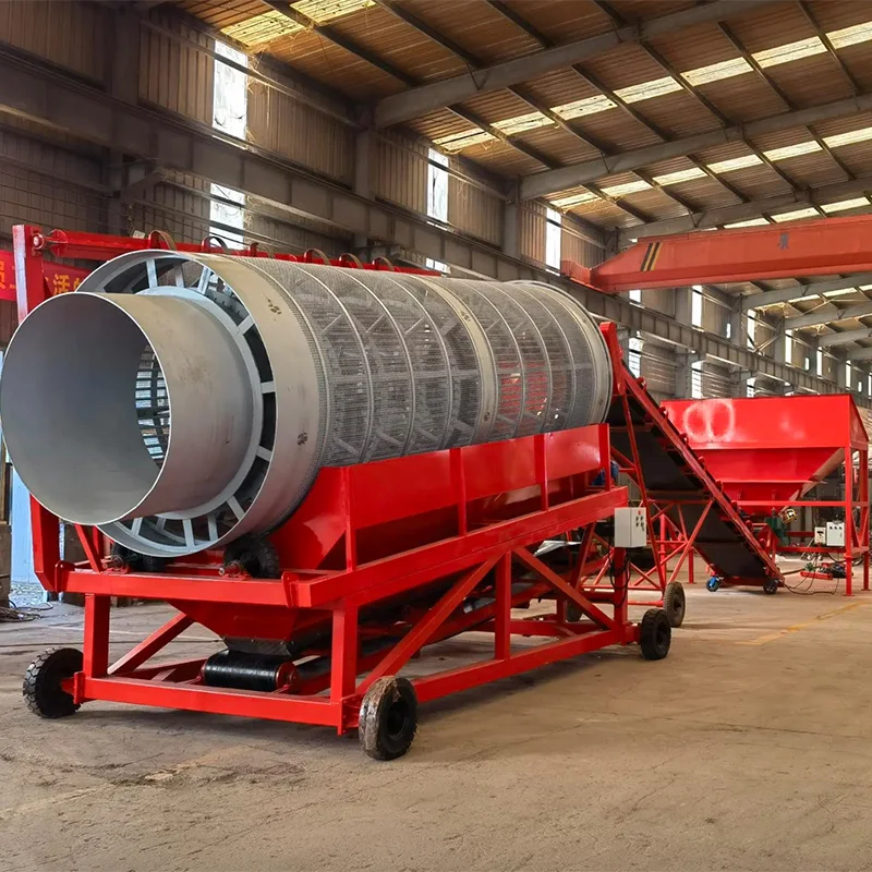 Customize Portable Mobile Rotary Trommel Compost Screen Sieve Manufacture Woodchips Stone Sand Trommel Screen for Sale