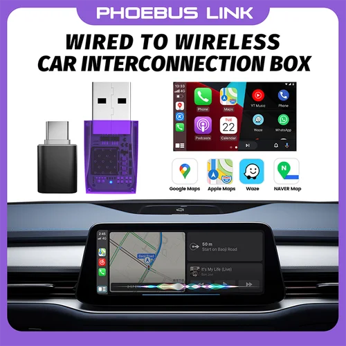 Dongle CarPlay inalámbrico de alta calidad, compatibilidad Universal, Mini adaptador portátil Android Auto, conexión estable Plug & Play