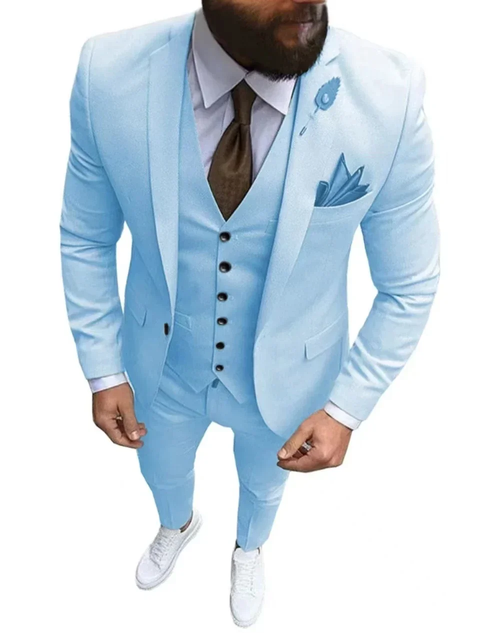 Traje de hombre ajustado conjunto de 3 piezas de un solo botón Formal elegante traje de hombre boda padrino de boda baile esmoquin chaqueta