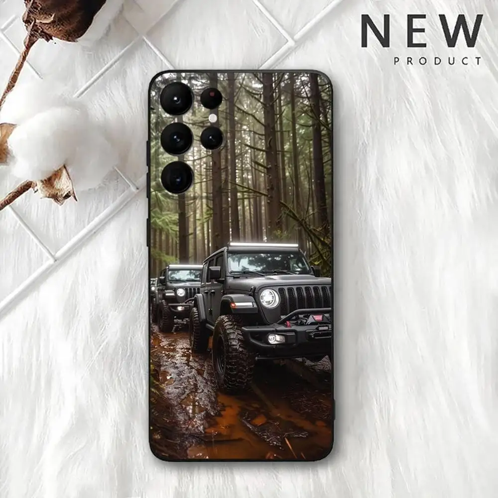 حافظة هاتف J-Jeeps للطرق الوعرة SUV لهاتف سامسونج S 25,24,23,22,30,21,10,9,Ultra,Plus,Lite,FE,4,5G حافظة ناعمة سوداء