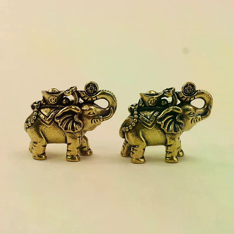 Elephant Metal Figurines Auspicious Elephant Living Room Desk Decoration Mini Elephant Figurines Accessoires Miniatures Brass