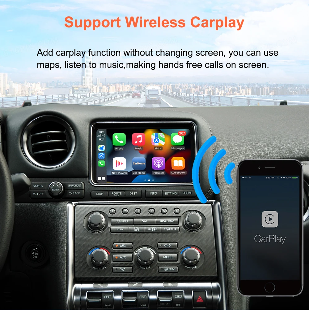 Bonroad Wireless Carplay Android Auto Modulbox für HD-Bildschirm Nissan GT-R Pathfinder Quest 370Z Patrol Mirror Link Interface – Detail 5