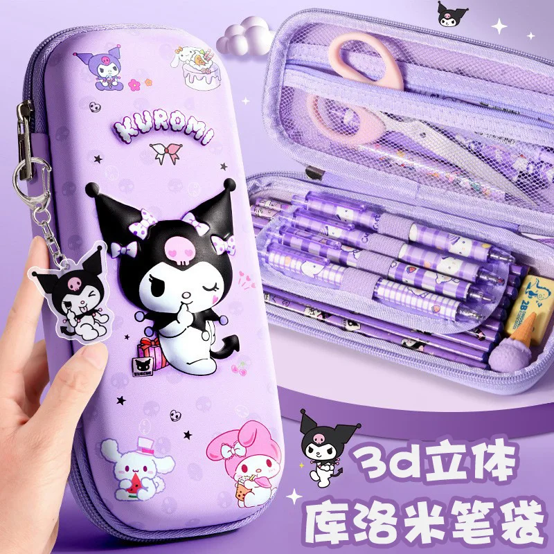 Sanrio Series Kuromi Pencil Bag Girls Pencil Case Cartoon Cute Girls Stationery Bags Sanrio Girls New Popular High-value