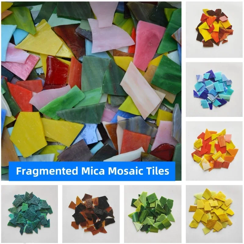 3.5oz/100g Polygon Mica Mosaic Tiles DIY Craft Colored Fragments Glass Tile Mosaic Making Materials Irregular Shape Pieces