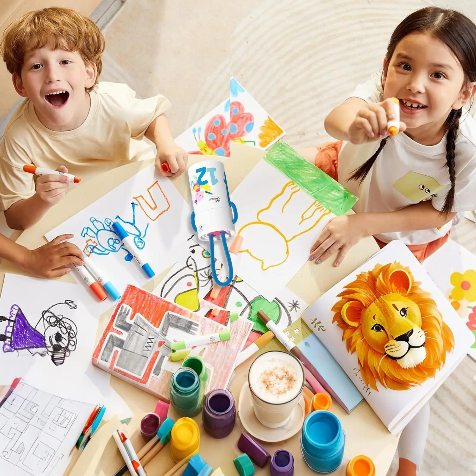 Water Soluble Crayons 12 Pieces Twistable No-Sharpen Washable Children's Crayons For Kids Classroom Kindergarten Home Travel