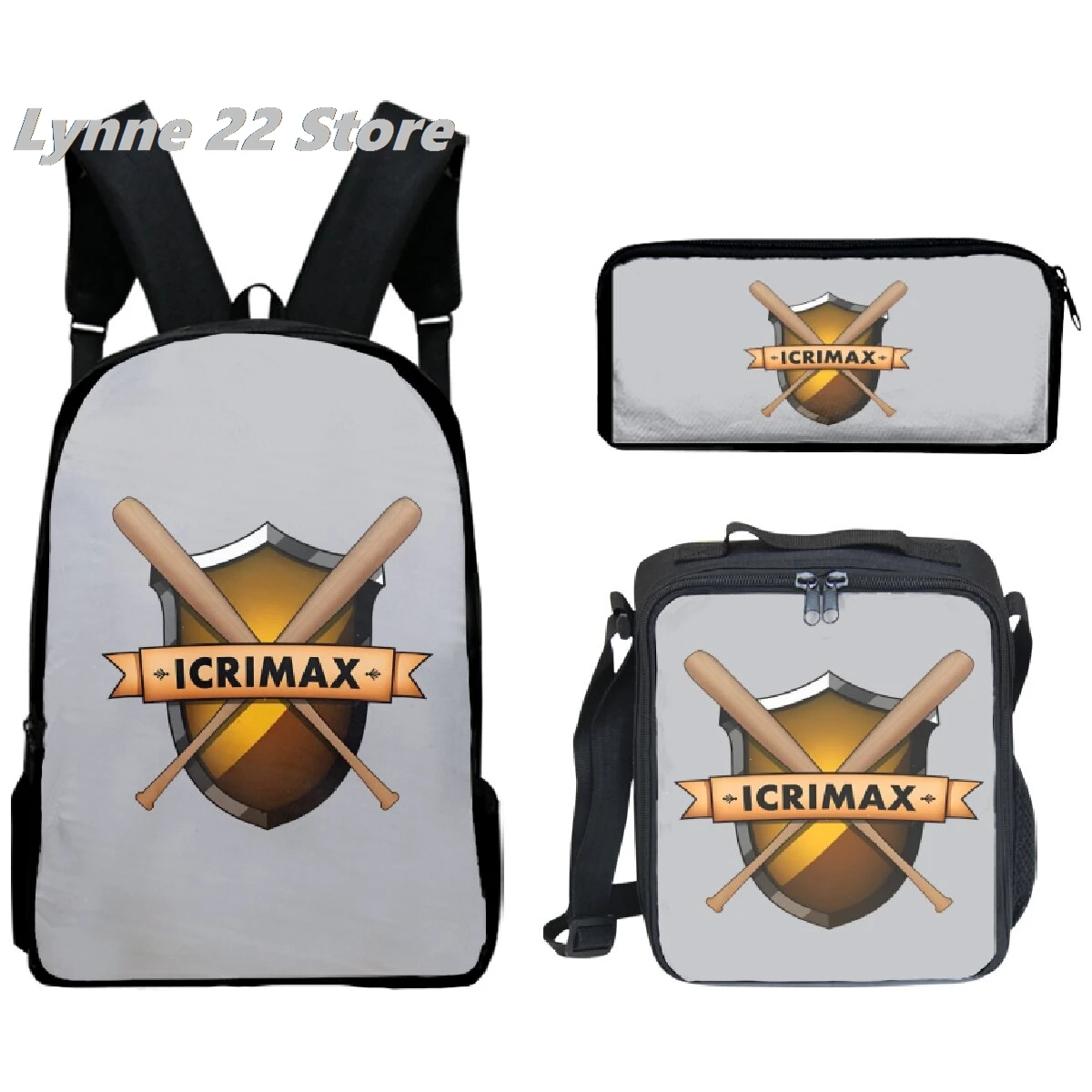 Icrimax merch กระเป๋าเป้สะพายหลัง3ชิ้น/เซ็ตสำหรับเด็กผู้ชาย/tas Sekolah anak perempuan กระเป๋าใส่ข้าวกลางวันกล่องดินสอสินค้าใหม่ปี2024