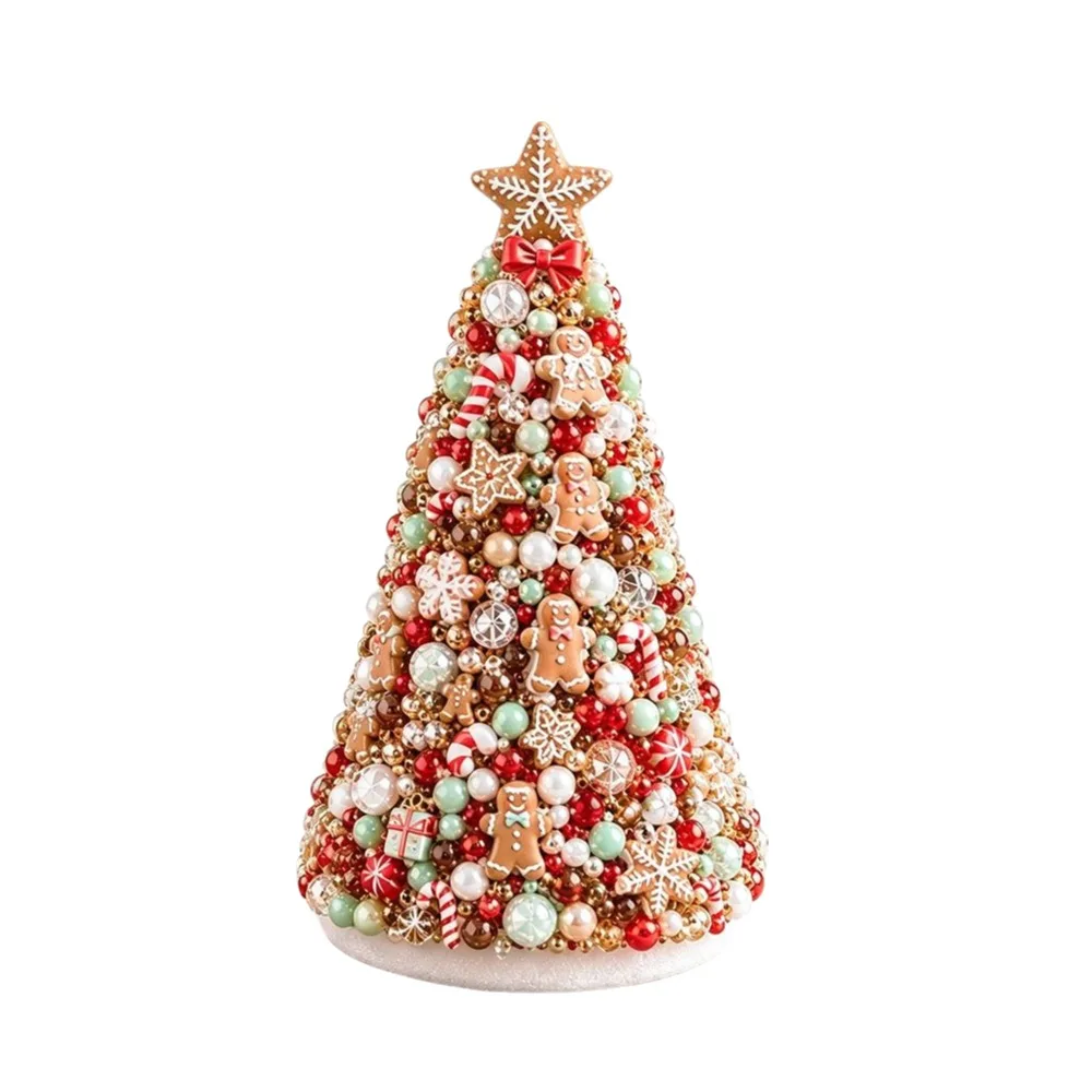 Multicolor Beaded Christmas Tree Kit Home Tabletop Size Crystal Beads Holiday Bead Craft Kits Dreamy Style Creative Craft Design