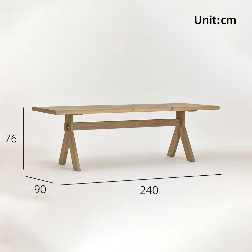 New Pine Solid Wood Dining Table, Featuring Japanese Design, Suitable for Home Offices and Farmhouse-style Hotels