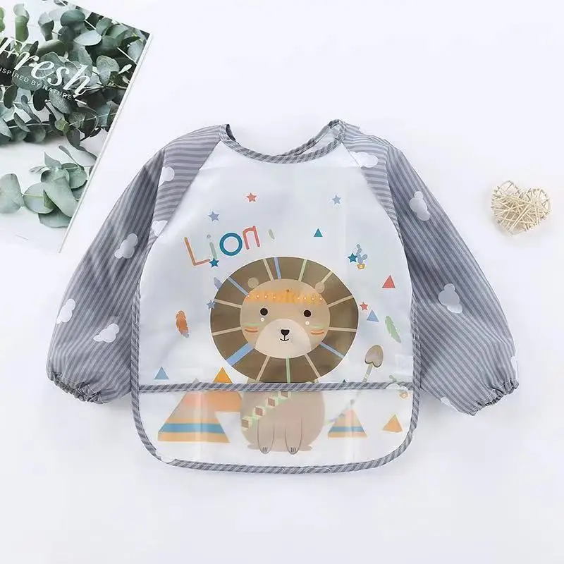 Baby Long Sleeve Scarf Waterproof Toddler Art Smock Feeding Bib Apron Pocket Infant Boys Girls Burp Cloth Banana Bibs for1-3Year