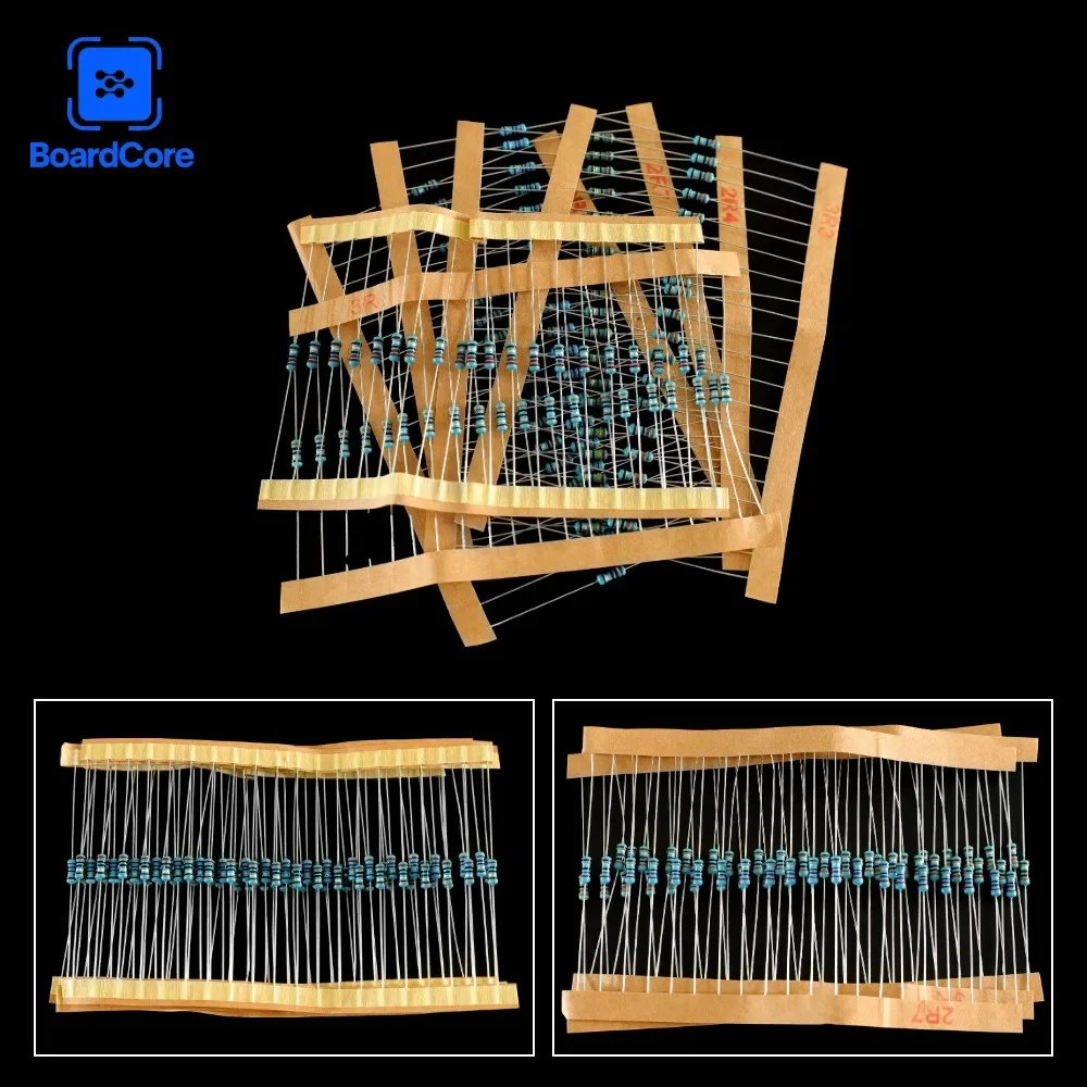 120PCS Resistor Film Logam 1/4W 1% Ohm Kit Resistansi 2ohm 2.2ohm 2.4ohm 2.7ohm 3ohm 3.3ohm Set Resistor Perbaikan Airbag Mobil