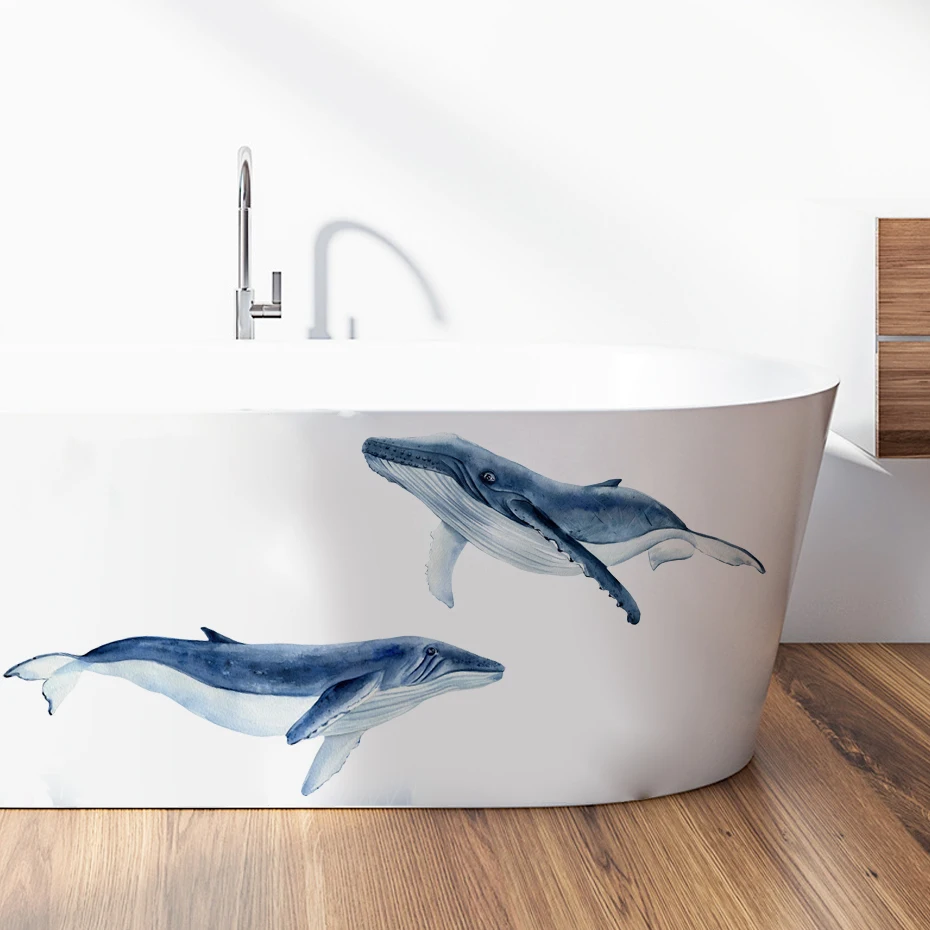 Cartoon Devil rays Manta Fish Wall Stickers for Home Bathroom Decor Art Nursery Decals Removable Murals Applicable to Tile Glass