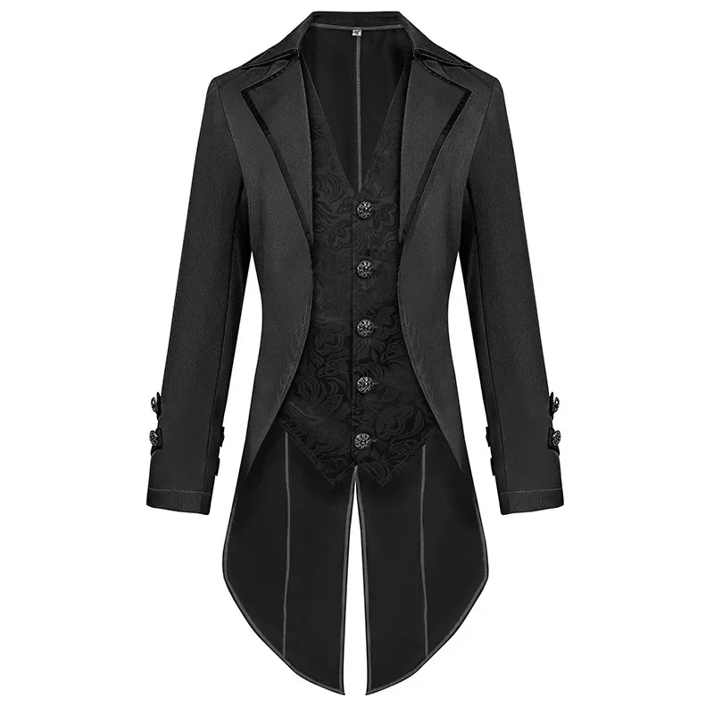 Medieval Retro Costumes Drama Performance Costumes Men\'s Clothing Medium Length Punk Holiday Retro Tailcoats Props