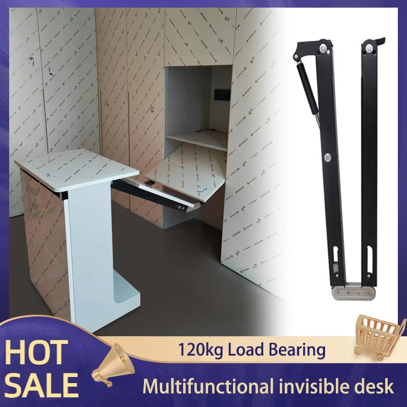 Multifunctional Flip-Down Folding Table Invisible Desk Retractable Dining Table Cabinet Bar Hidden Furniture Connector