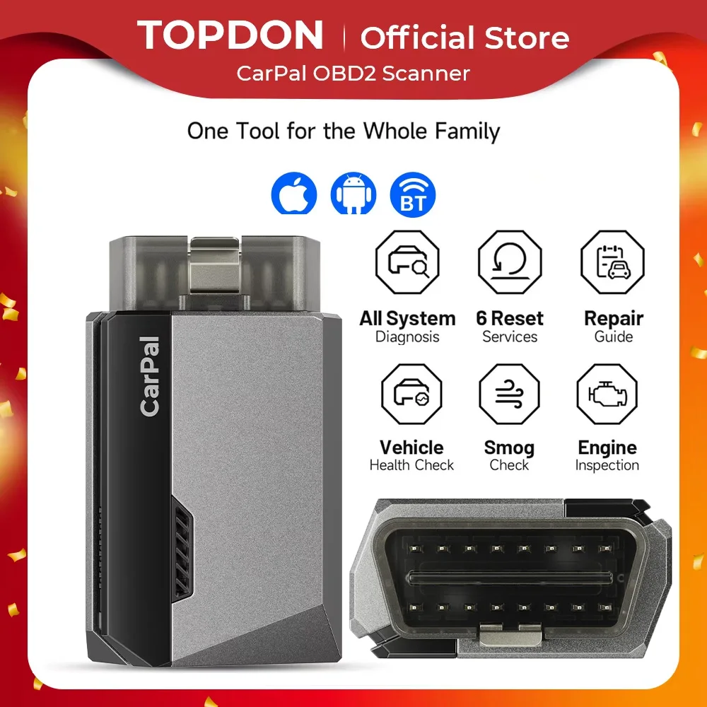 

TOPDON Carpal OBD2 сканер для автомобиля, инструмент для диагностики всех систем, проверка здоровья автомобиля, проверка смога, проверка батареи, IOS Android BT 5,0
