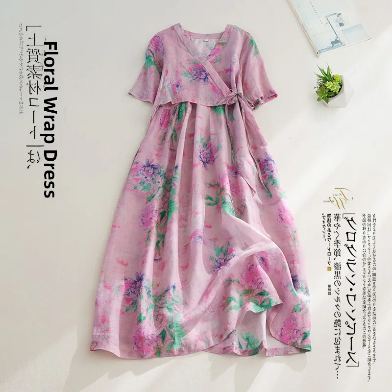 

V-Ne A-Line с высокой талией Dr с цветочным принтом ort Sve Женское платье большого размера Vintage для поездок на работу с завязками и поясом Dr