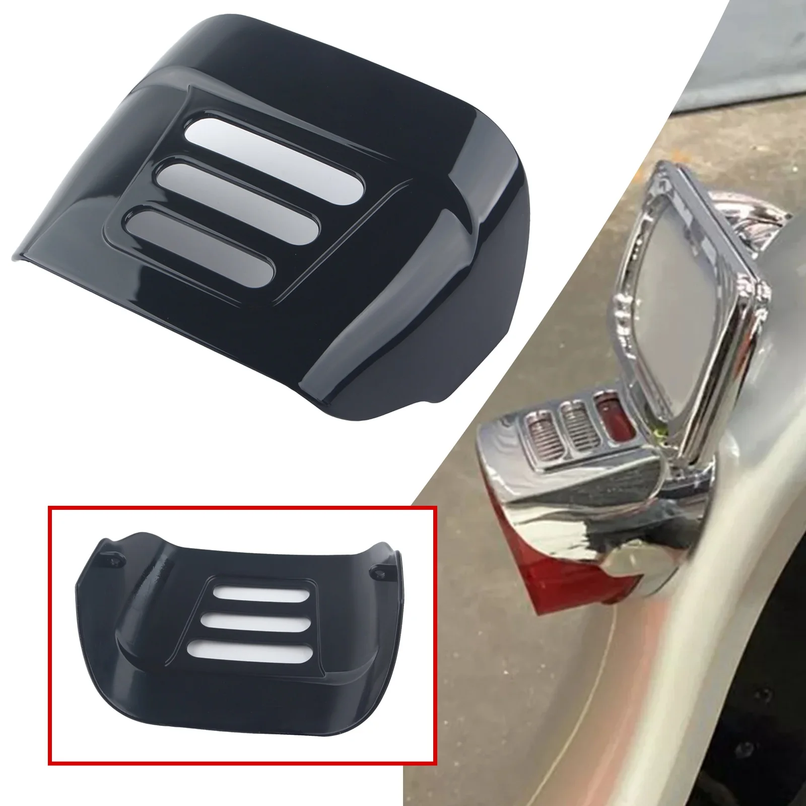 Черный/хромированный мотоциклетный задний фонарь с прорезями, пластиковый козырек для Harley Tri Glide FLHTCUTG 2009-2022 для FLHXXX 2010-2011