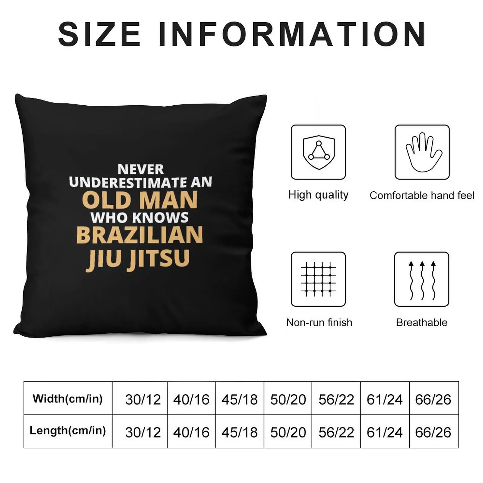 Never Underestimate An Old Man Who Knows Brazilian Jiu Jitsu Throw Pillow Pillow Cover Custom Cushion Photo pillow