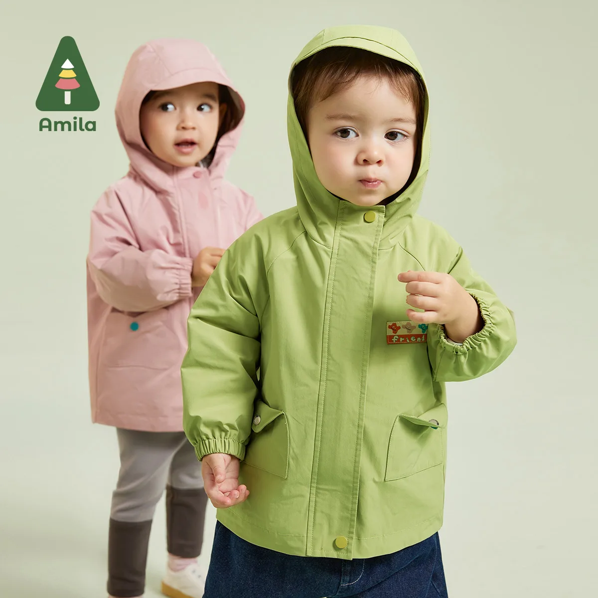 Amila Baby Jacket 2023 Autumn New Fashion Simplicity Casual Hooded Outwear Infant Toddler Girls Boys Cute Brand Children Clothes