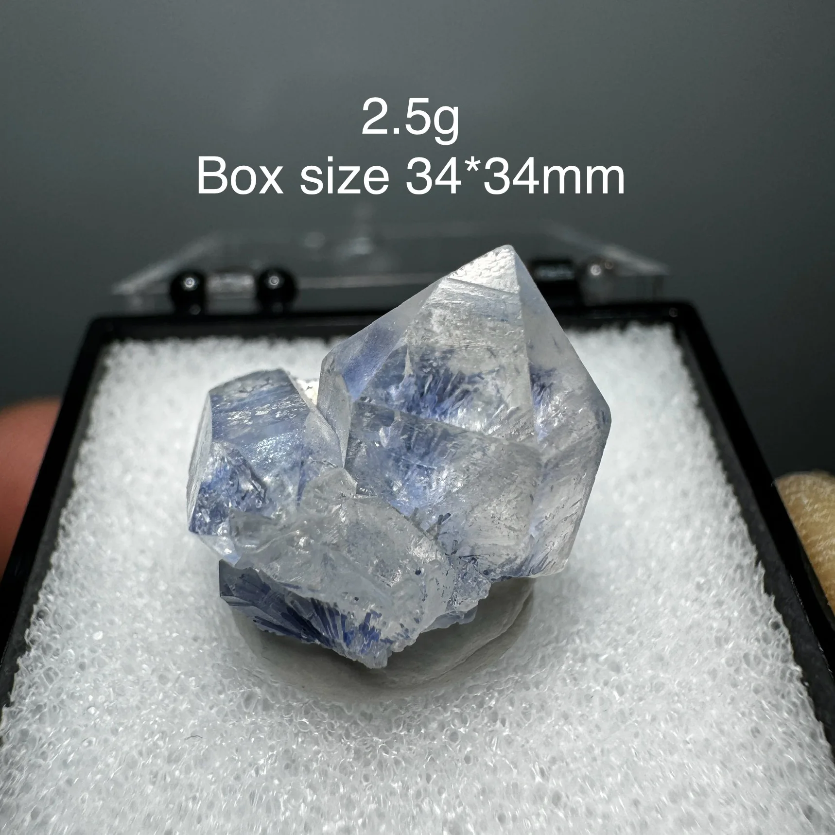 Small Size Natural Brazil Dumortierite Blue Hair-Like Clear Quartz Mineral Specimen Healing Stone